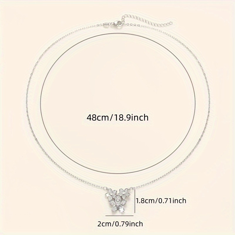 Women's Flower Synthetic Zirconia Pendant Necklace